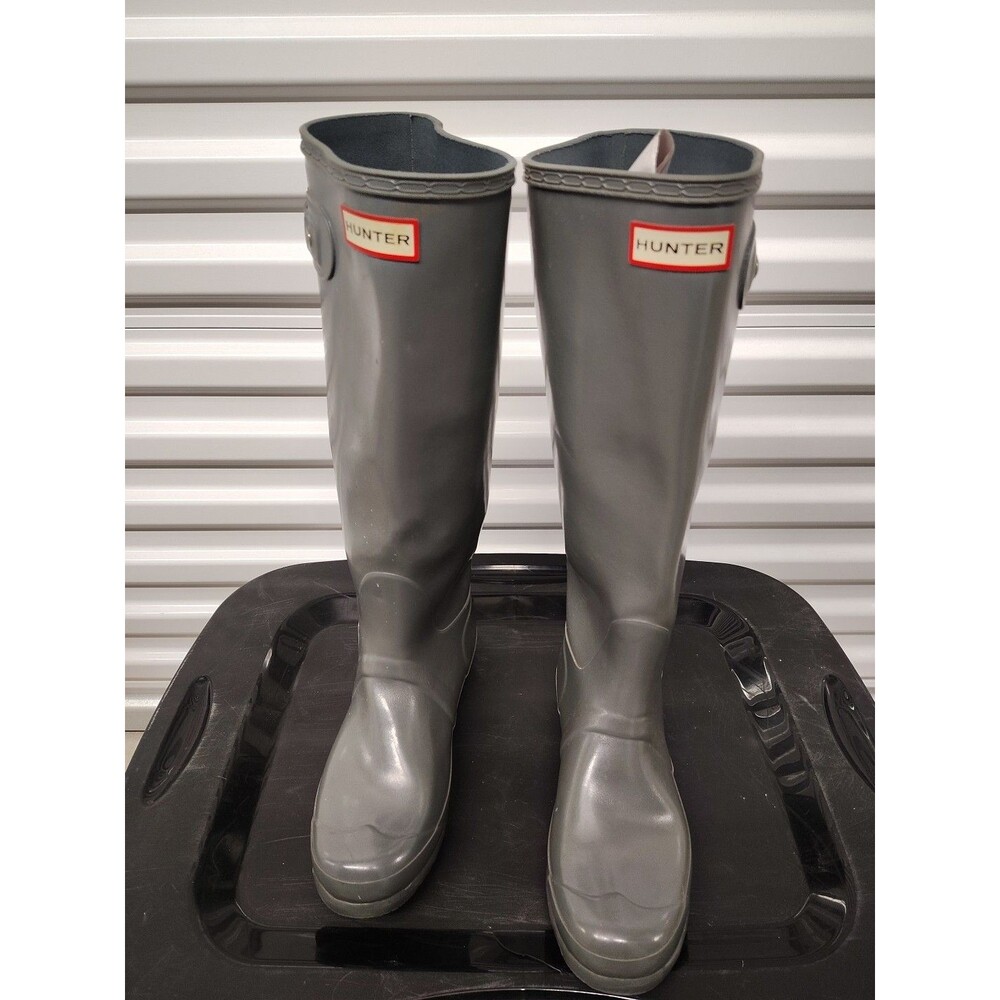 HUNTER Original Green  Gloss Tall Rain Boots  Size 8